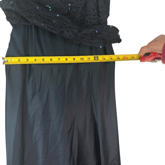 Alex Evenings Sleeveless Sequin Lace Floral Maxi Dress Square Neck Blue Size 10 - Picture 11 of 12